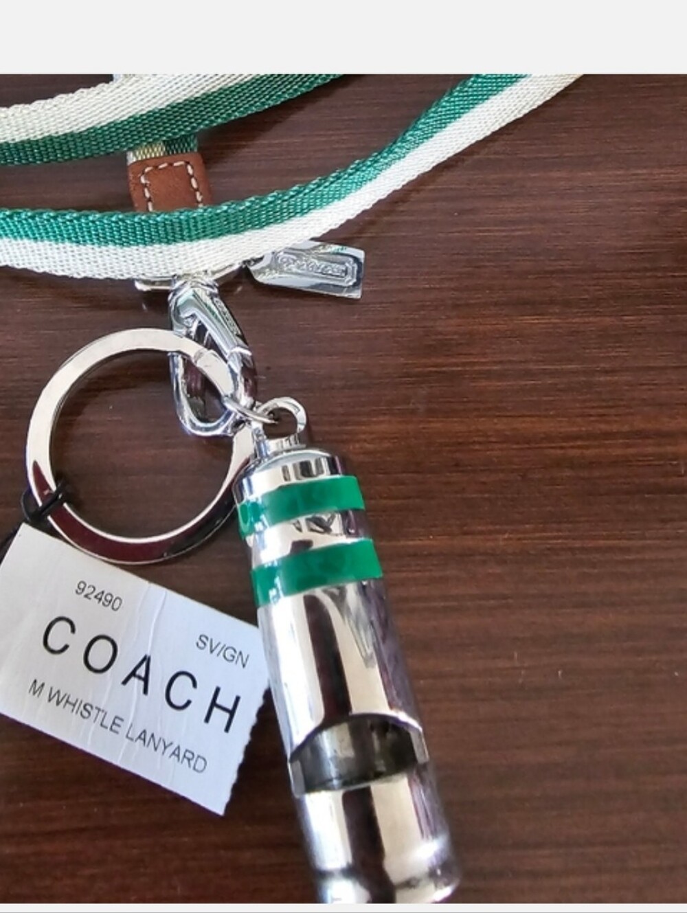 COACH 3D Whistle Solid Silver Nickel Keychain Key Ring FOB with Lanyard.…